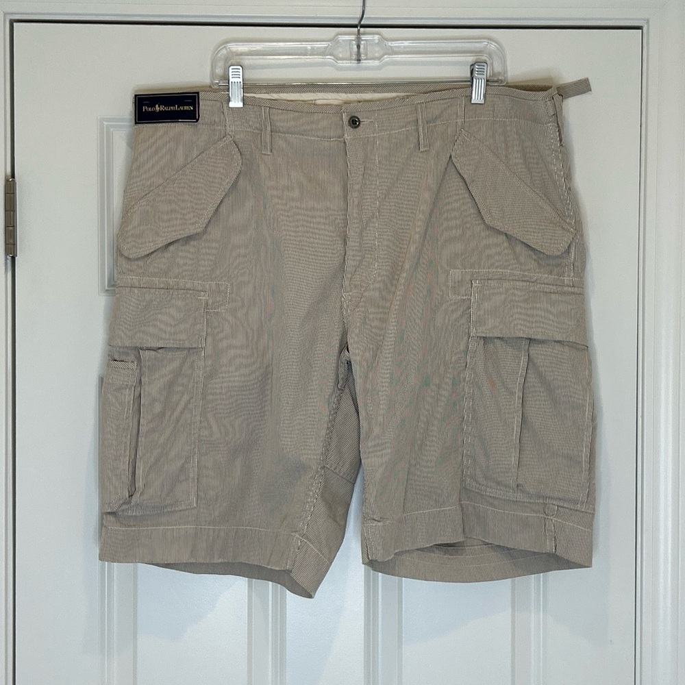 Polo Ralph Lauren Shorts Men's Seersucker Cargo Military Paratrooper NWT 40